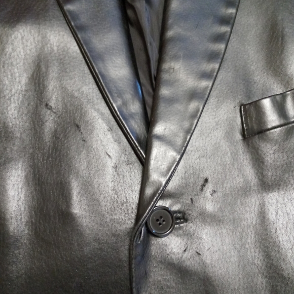 Black Leather Roberto Vasalli Blazer Jacket - Picture 5 of 7